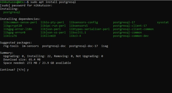 Установка PostgreSQL